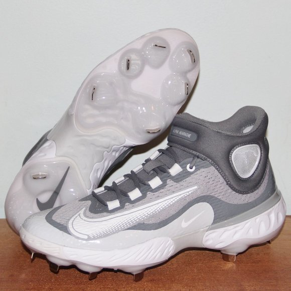 Nike Alpha Huarache Elite 4 Mid Metal Baseball Cleats Mens 7.5 Grey - Picture 1 of 6